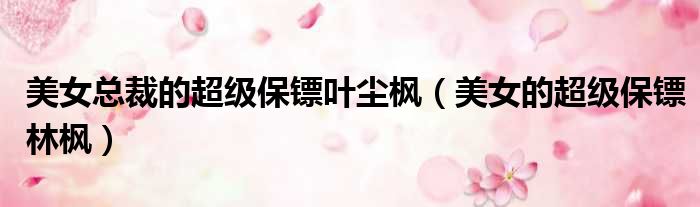美女总裁的超级保镖叶尘枫（美女的超级保镖林枫）