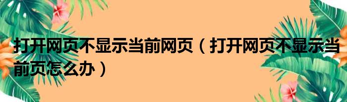 打开网页不显示当前网页（打开网页不显示当前页怎么办）