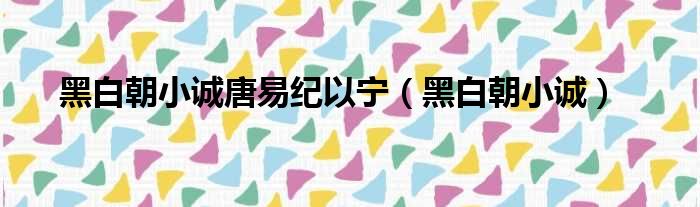 黑白朝小诚唐易纪以宁（黑白朝小诚）