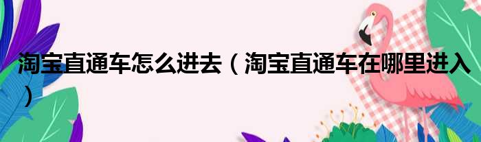 淘宝直通车怎么进去（淘宝直通车在哪里进入）