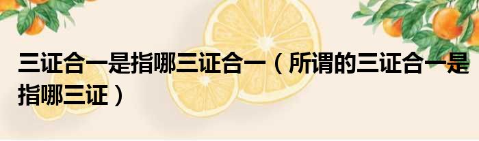 三证合一是指哪三证合一（所谓的三证合一是指哪三证）