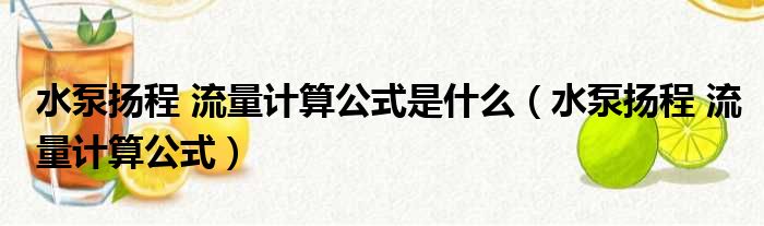水泵扬程 流量计算公式是什么（水泵扬程 流量计算公式）