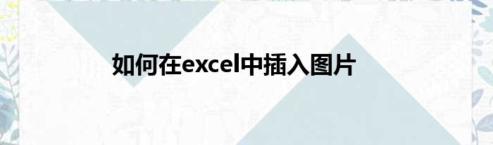 如何在excel中插入图片