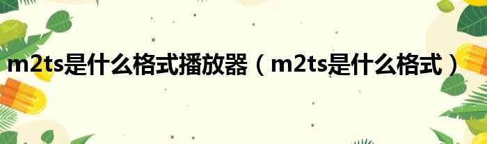 m2ts是什么格式播放器（m2ts是什么格式）