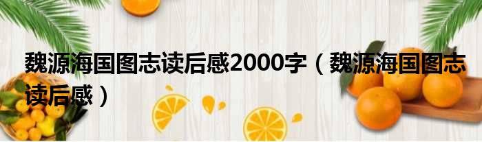 魏源海国图志读后感2000字（魏源海国图志读后感）