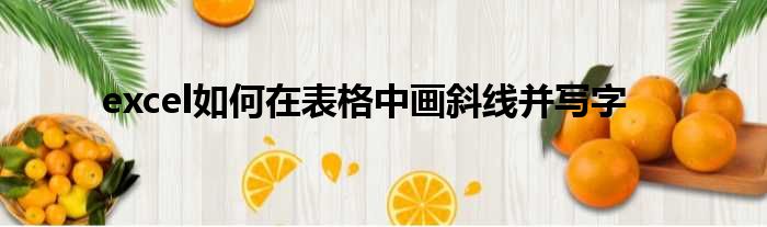 excel如何在表格中画斜线并写字