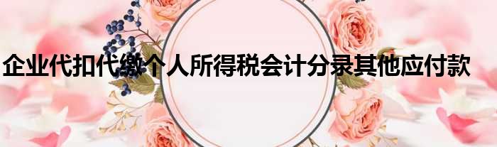 企业代扣代缴个人所得税会计分录其他应付款