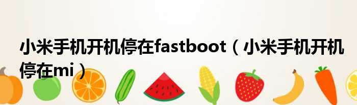 小米手机开机停在fastboot（小米手机开机停在mi）