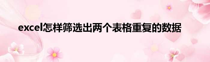 excel怎样筛选出两个表格重复的数据