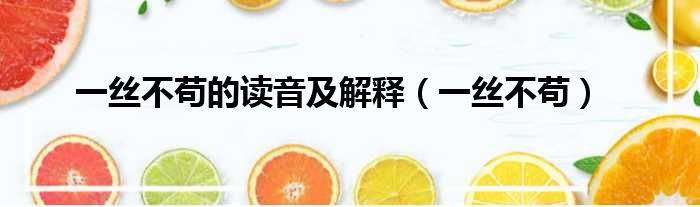 一丝不苟的读音及解释（一丝不苟）
