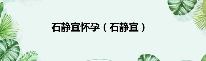 石静宜怀孕（石静宜）