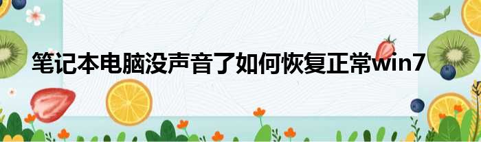 笔记本电脑没声音了如何恢复正常win7