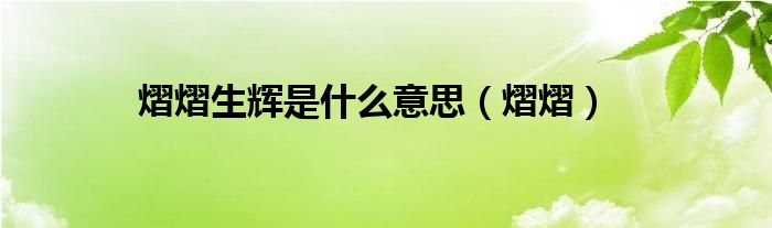 熠熠生辉是什么意思（熠熠）