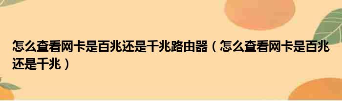 怎么查看网卡是百兆还是千兆路由器（怎么查看网卡是百兆还是千兆）