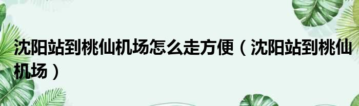 沈阳站到桃仙机场怎么走方便（沈阳站到桃仙机场）