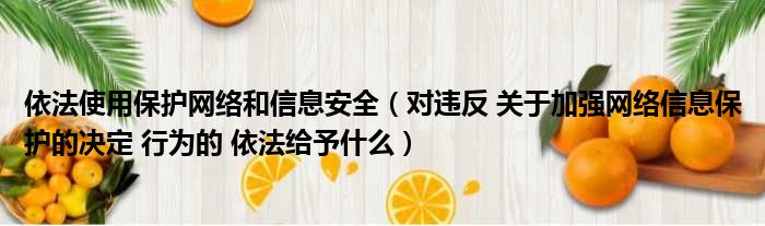 依法使用保护网络和信息安全（对违反 关于加强网络信息保护的决定 行为的 依法给予什么）