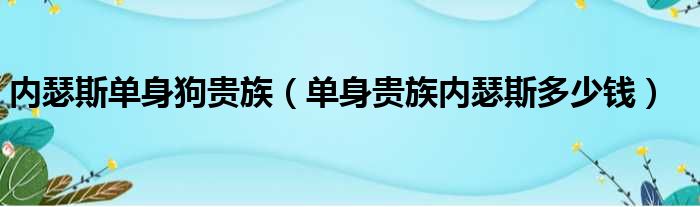 内瑟斯单身狗贵族（单身贵族内瑟斯多少钱）