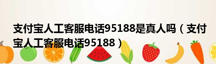 支付宝人工客服电话95188是真人吗（支付宝人工客服电话95188）