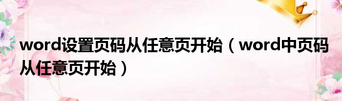 word设置页码从任意页开始（word中页码从任意页开始）