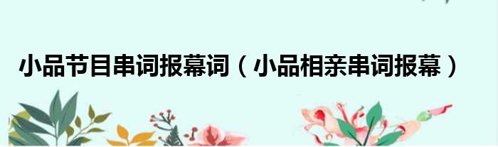 小品节目串词报幕词（小品相亲串词报幕）