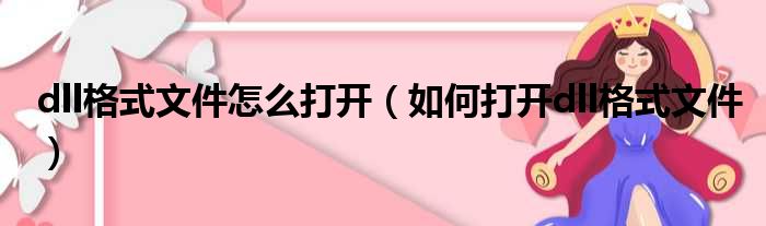 dll格式文件怎么打开（如何打开dll格式文件）