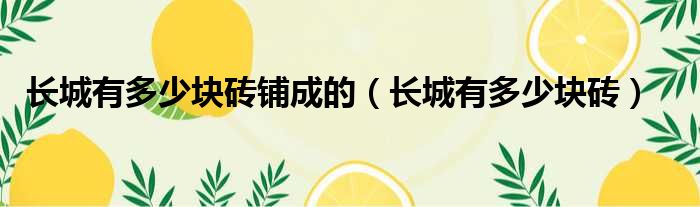 长城有多少块砖铺成的（长城有多少块砖）