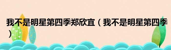 我不是明星第四季郑欣宜（我不是明星第四季）
