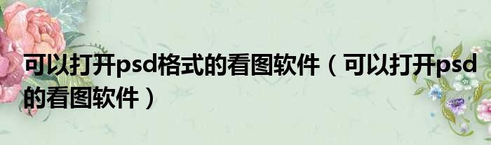 可以打开psd格式的看图软件（可以打开psd的看图软件）