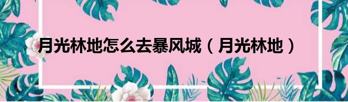 月光林地怎么去暴风城（月光林地）