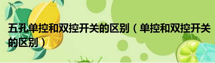 五孔单控和双控开关的区别（单控和双控开关的区别）