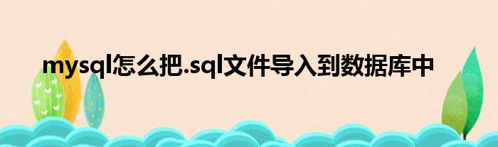 mysql怎么把.sql文件导入到数据库中