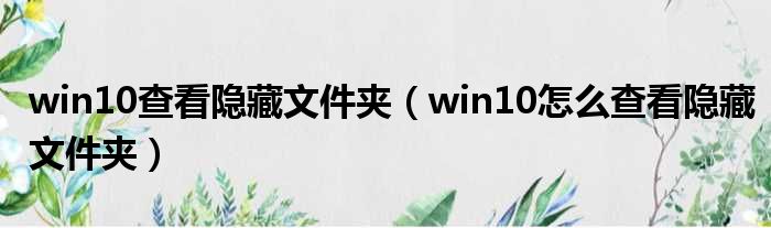 win10查看隐藏文件夹（win10怎么查看隐藏文件夹）
