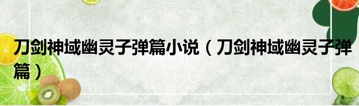 刀剑神域幽灵子弹篇小说（刀剑神域幽灵子弹篇）