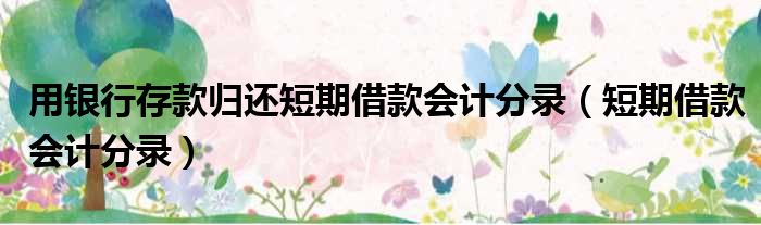 用银行存款归还短期借款会计分录（短期借款会计分录）