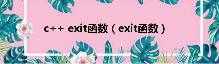 c++ exit函数（exit函数）