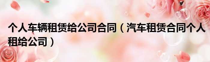 个人车辆租赁给公司合同（汽车租赁合同个人租给公司）