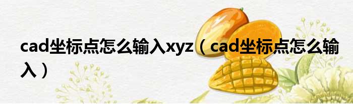 cad坐标点怎么输入xyz（cad坐标点怎么输入）
