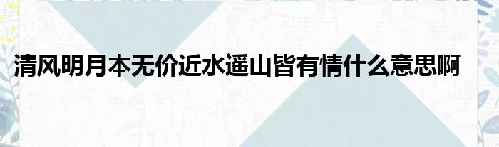 清风明月本无价近水遥山皆有情什么意思啊