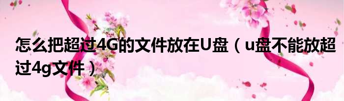 怎么把超过4G的文件放在U盘（u盘不能放超过4g文件）