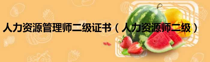 人力资源管理师二级证书（人力资源师二级）