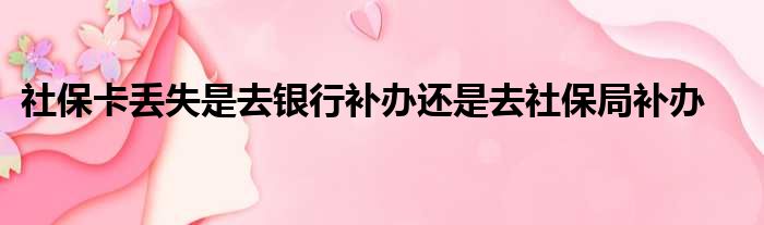 社保卡丢失是去银行补办还是去社保局补办