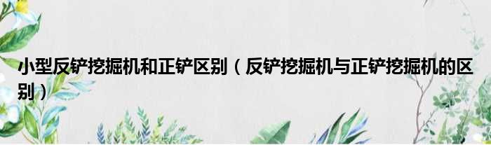 小型反铲挖掘机和正铲区别（反铲挖掘机与正铲挖掘机的区别）