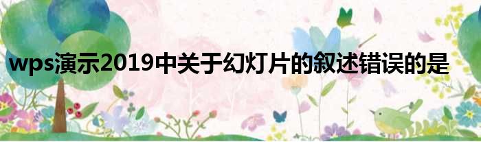 wps演示2019中关于幻灯片的叙述错误的是