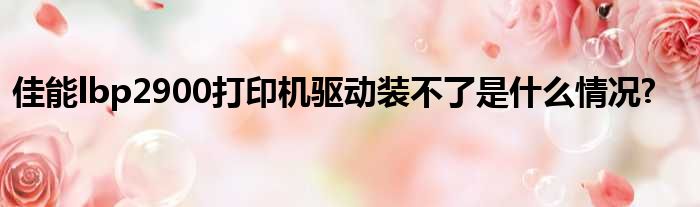 佳能lbp2900打印机驱动装不了是什么情况?