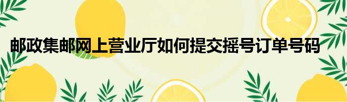 邮政集邮网上营业厅如何提交摇号订单号码