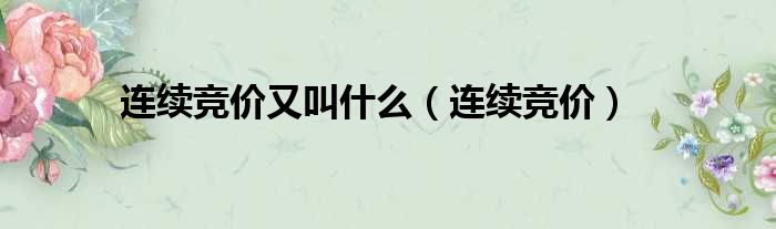 连续竞价又叫什么（连续竞价）