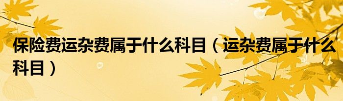 保险费运杂费属于什么科目（运杂费属于什么科目）