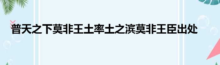 普天之下莫非王土率土之滨莫非王臣出处