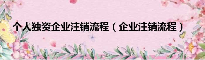 个人独资企业注销流程（企业注销流程）