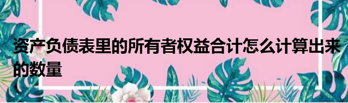 资产负债表里的所有者权益合计怎么计算出来的数量